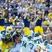 Michigan sophomore safety Thomas Gordon, junior tight end Mike Kwiatkowski and junior safety Jordan Kovacs jump up to reach for a field goal attempt during the third quarter against Eastern Michigan at Michigan Stadium on Saturday. Melanie Maxwell I AnnArbor.com